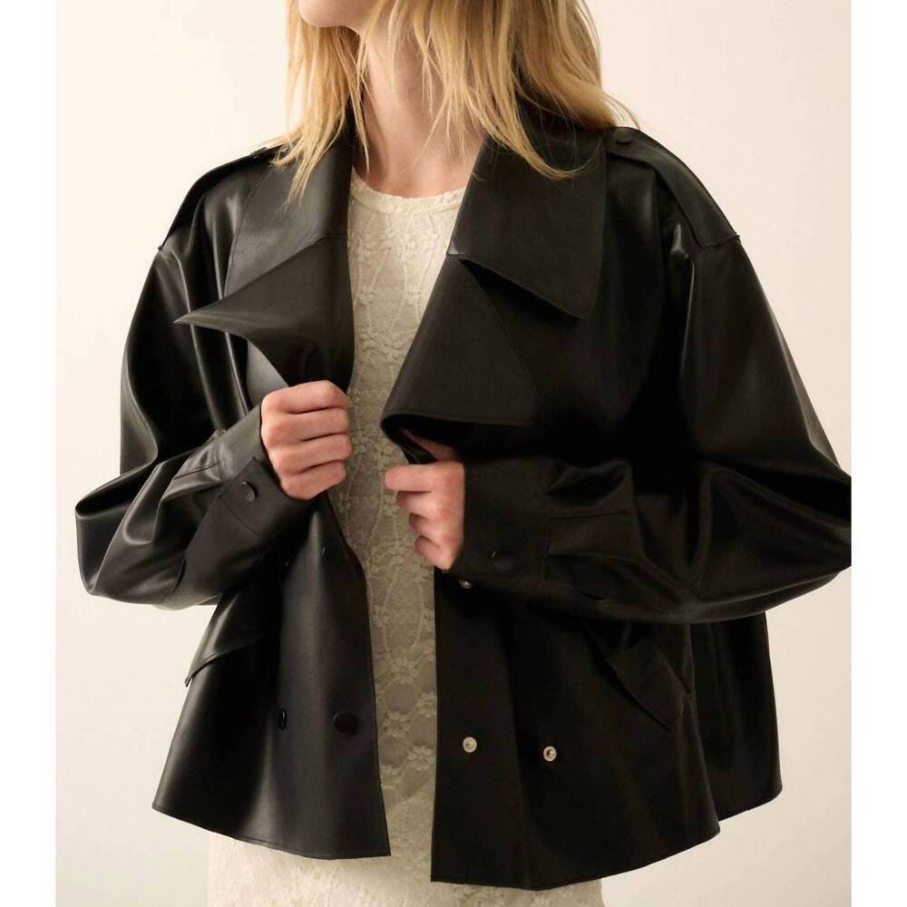 NEW PROMESA women's rebel chic faux leather moto jacket in black